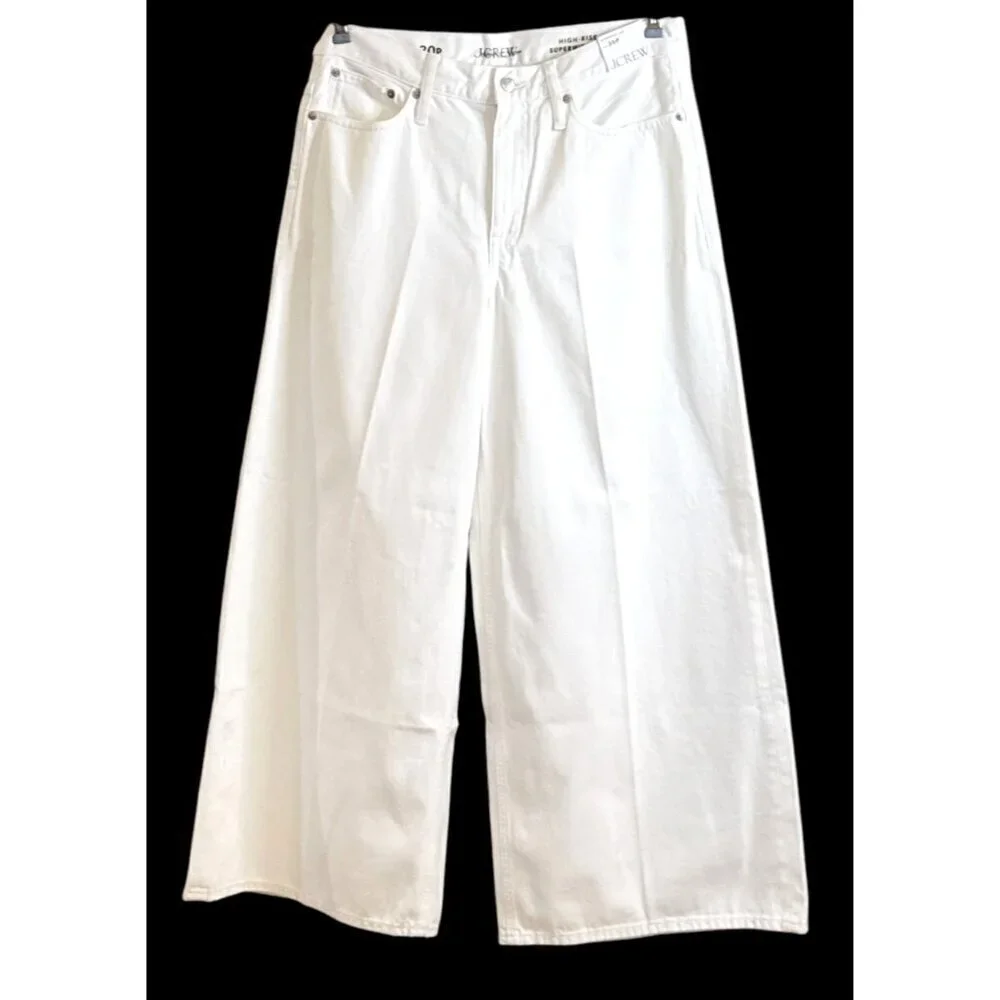 J. Crew Women's Petite High Rise Super Wide Jeans White 30 Petite NWT